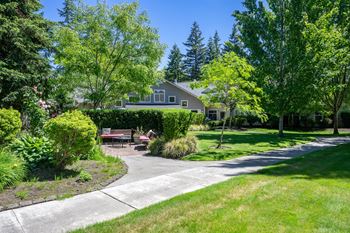 Secure courtyard with walking paths